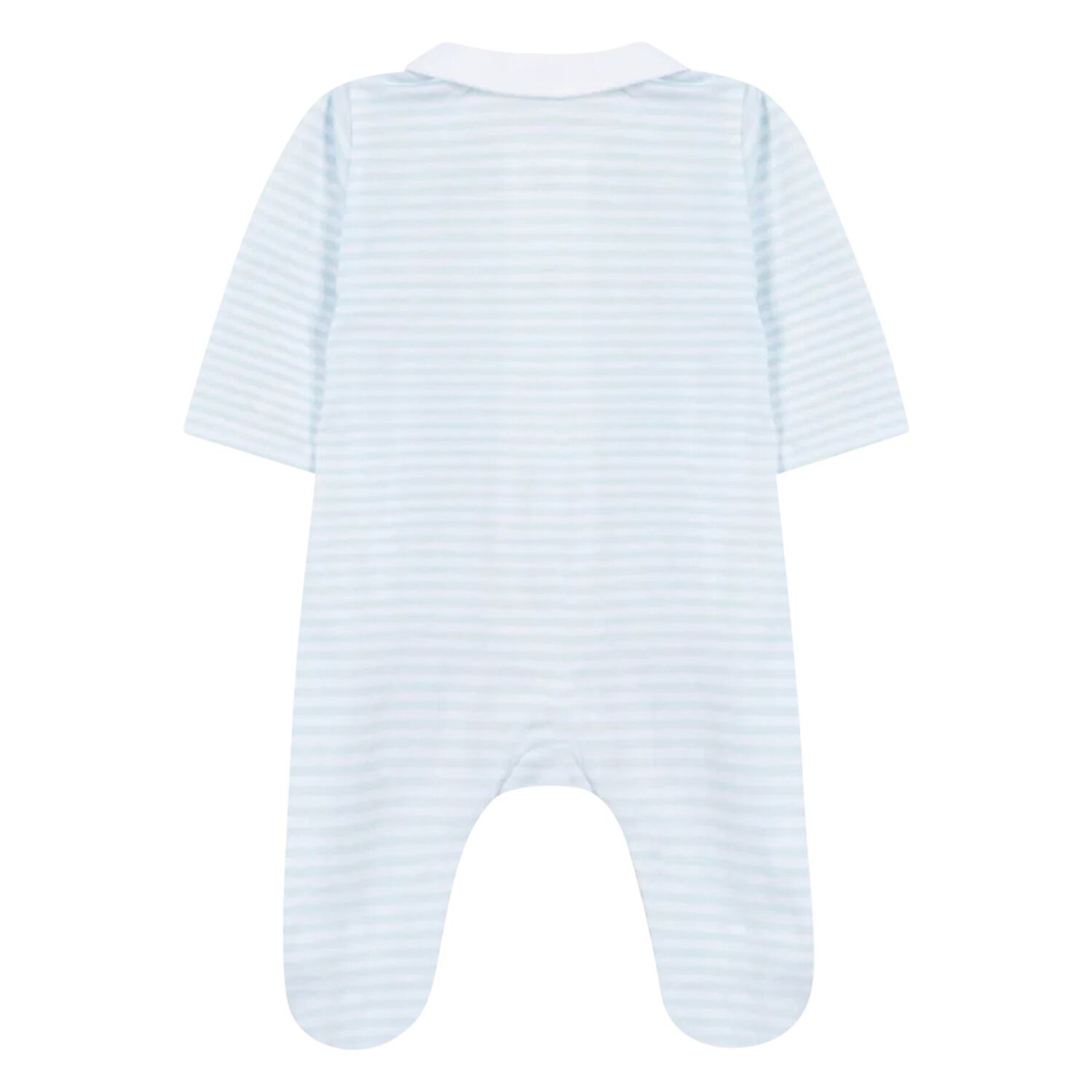 Baby Boys Blue & White Striped Babygrow, 1, hi-res