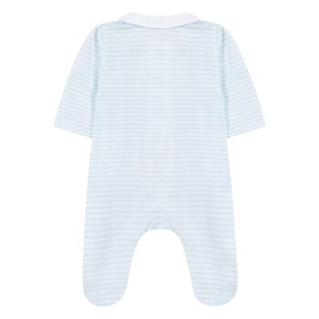 Baby Boys Blue & White Striped Babygrow