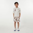 Boys Ivory & Red Logo Shorts, 1, hi-res
