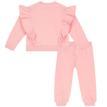 Younger Girls Pink Logo Ruffle Tracksuit