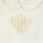 Baby Girls Ivory Heart Logo Babygrow, 1, hi-res