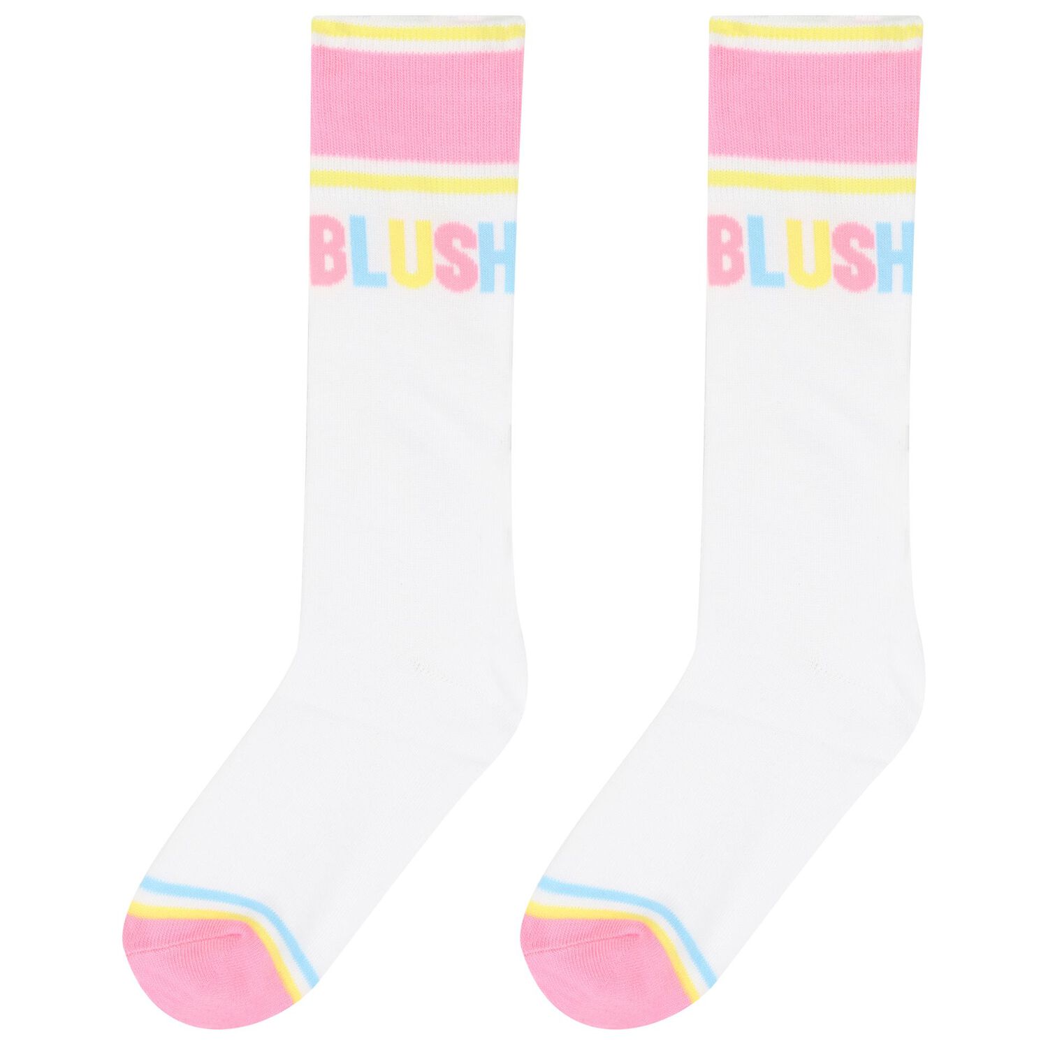 Girls White & Yellow Logo Socks ( 2-Pack ), 1, hi-res image number null