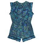 Girls Blue Paisley Playsuit, 1, hi-res