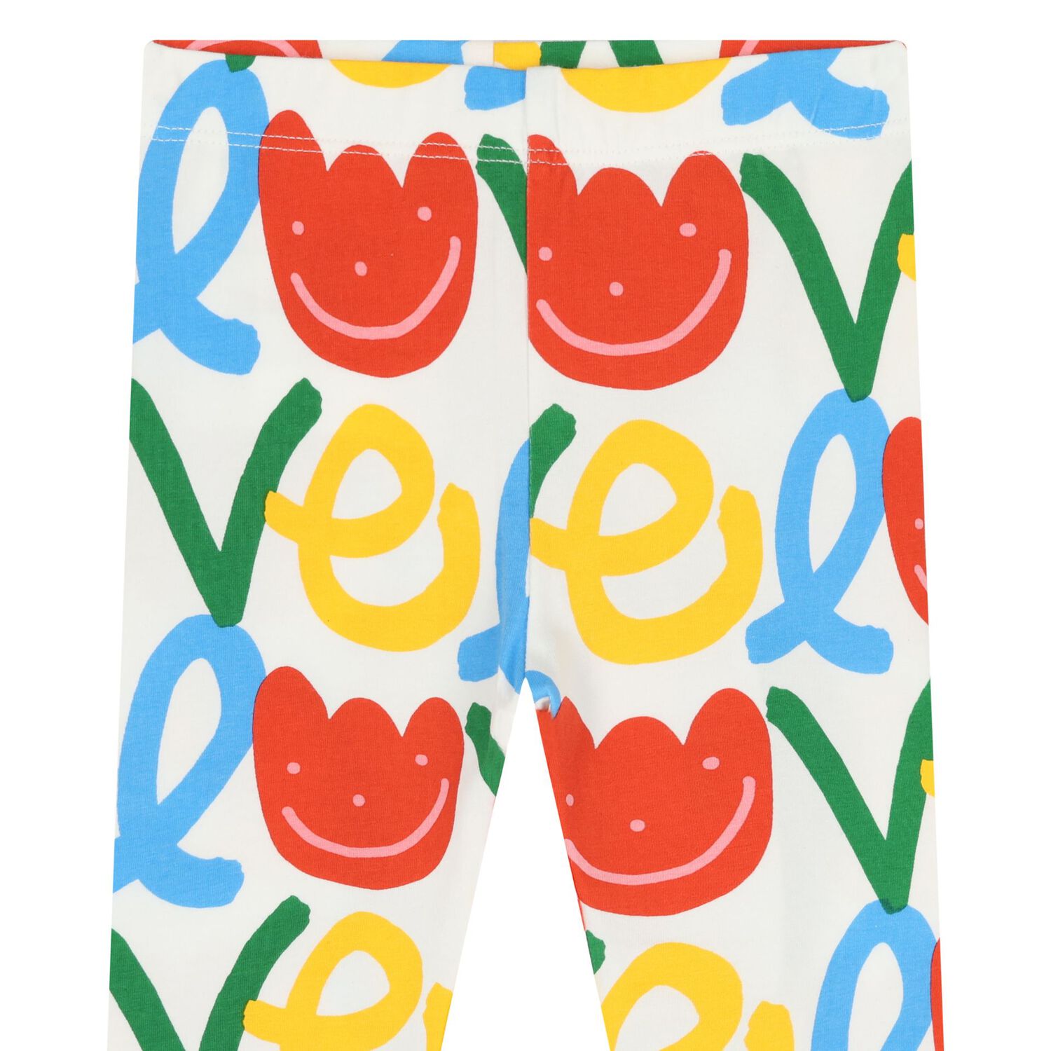 Younger Girls White Flower Leggings, 1, hi-res