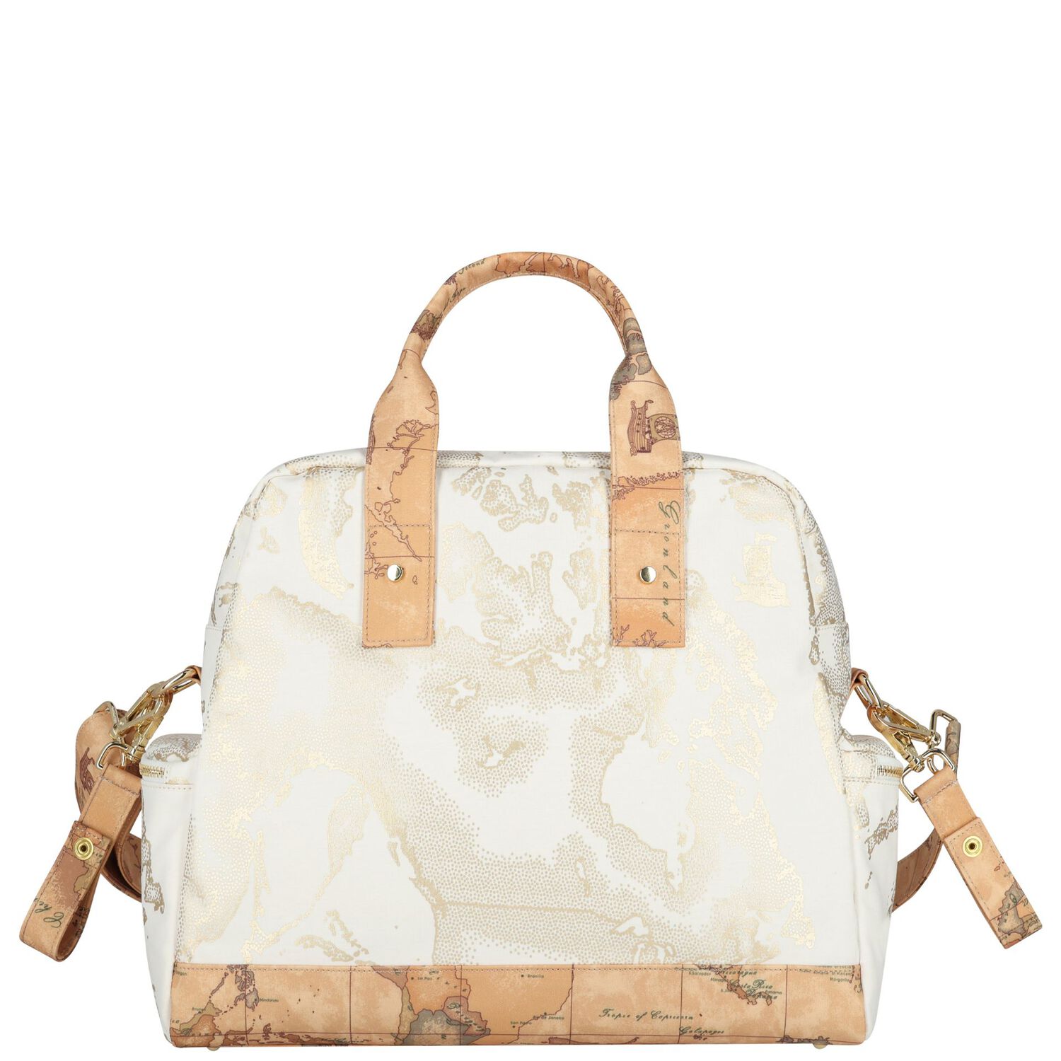 Ivory & Gold Geo Map Baby Changing Bag, 1, hi-res