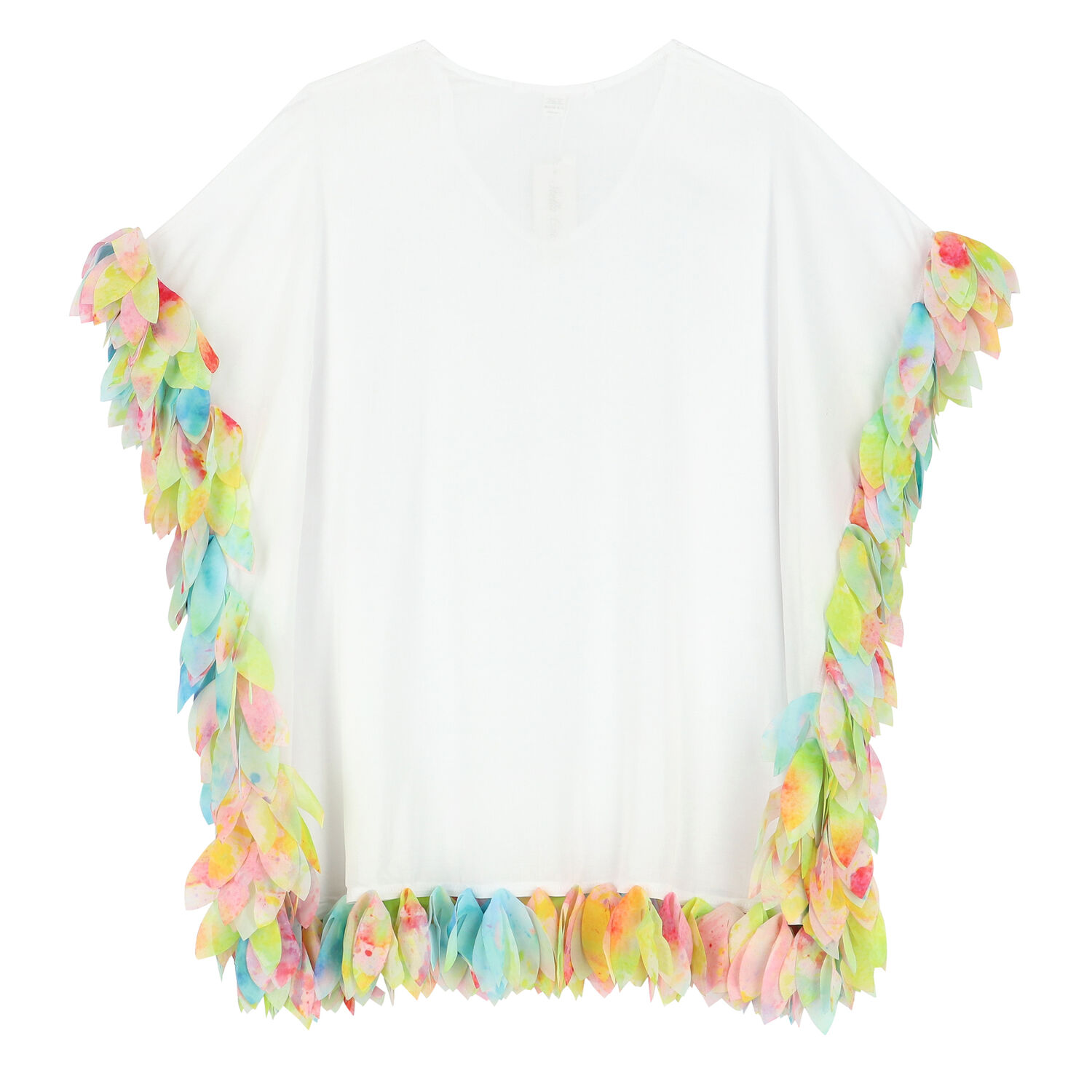 Girls White & Rainbow Petal Kaftan, 1, hi-res image number null