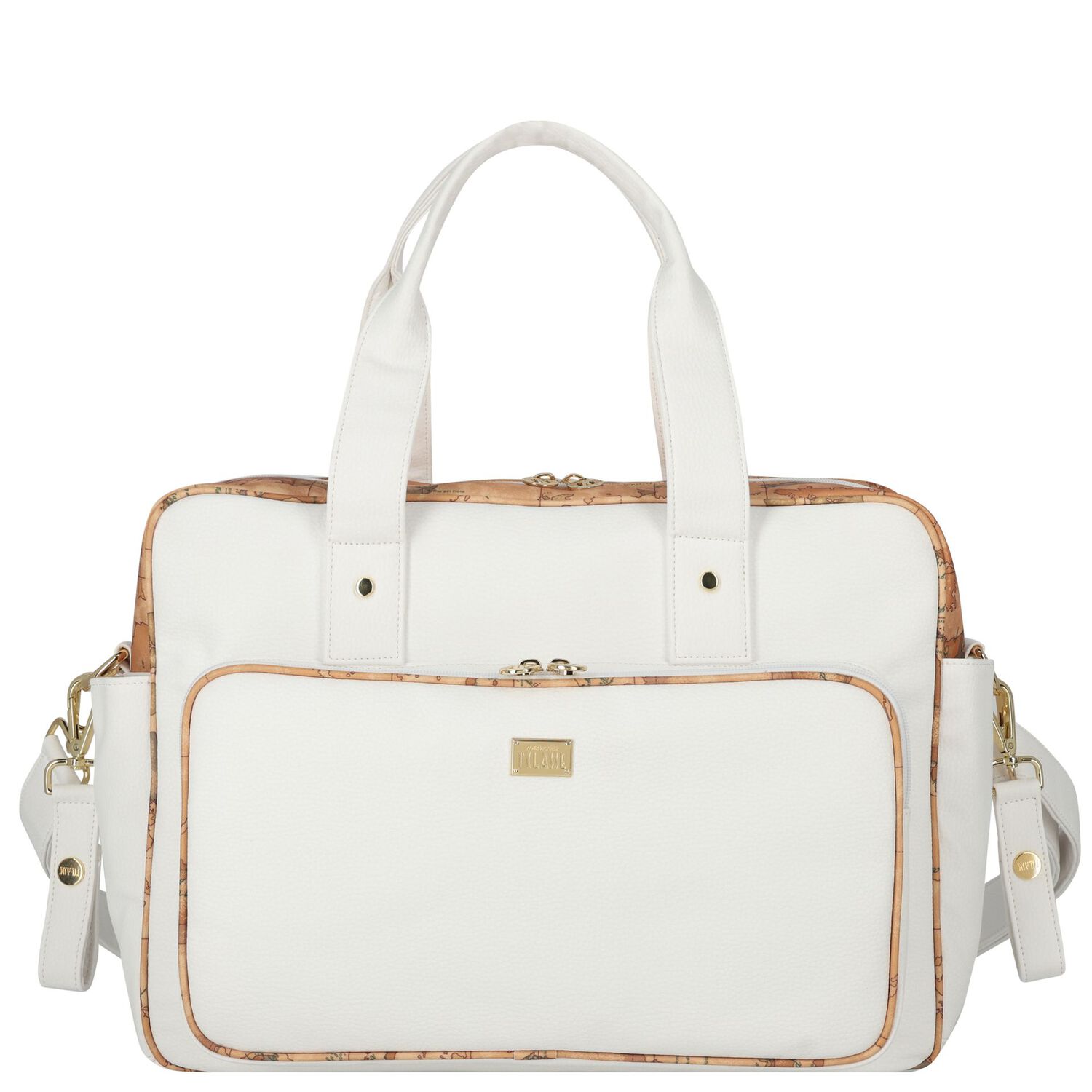 حقيبة تغيير  باللون الأبيض والبيج بنقشة خريطة جغرافية, 1, hi-res