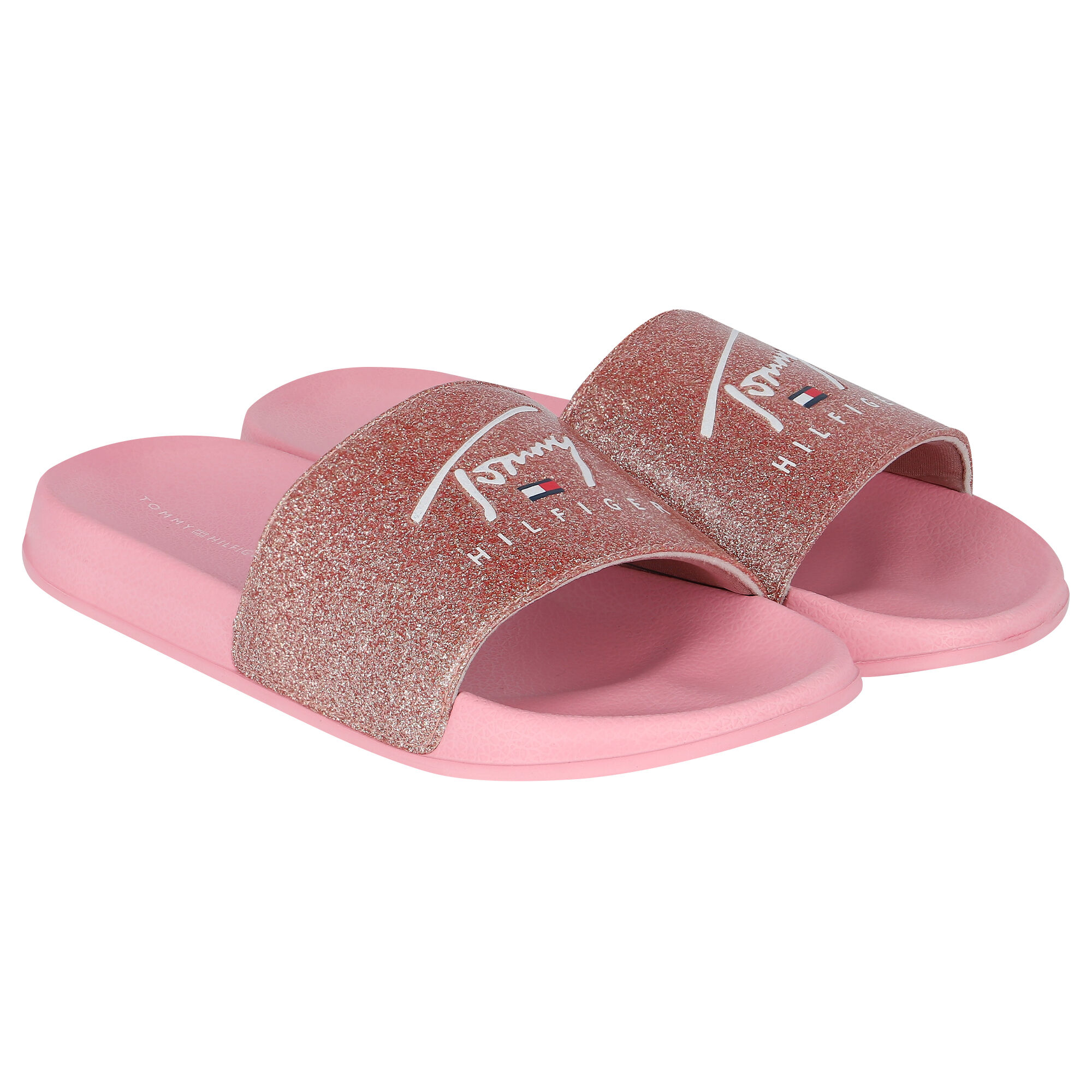 Tommy Hilfiger Girls Rose Gold Pink Sliders Junior Couture UAE