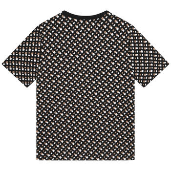 Boys Black Monogram Logo T-Shirt
