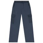 Boys Navy Blue Cargo Trousers, 1, hi-res