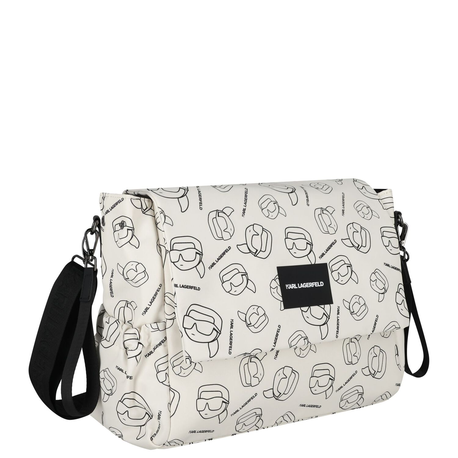 White Ikonik Karl Logo Changing Bag, 1, hi-res