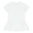Younger Girls White Logo Flower Dress, 1, hi-res
