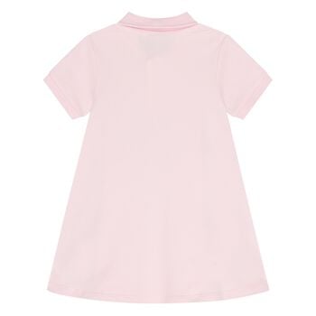 فستان بولو وردي اللون بشعار الطفلة