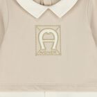 Beige Logo Babygrow , 1, hi-res