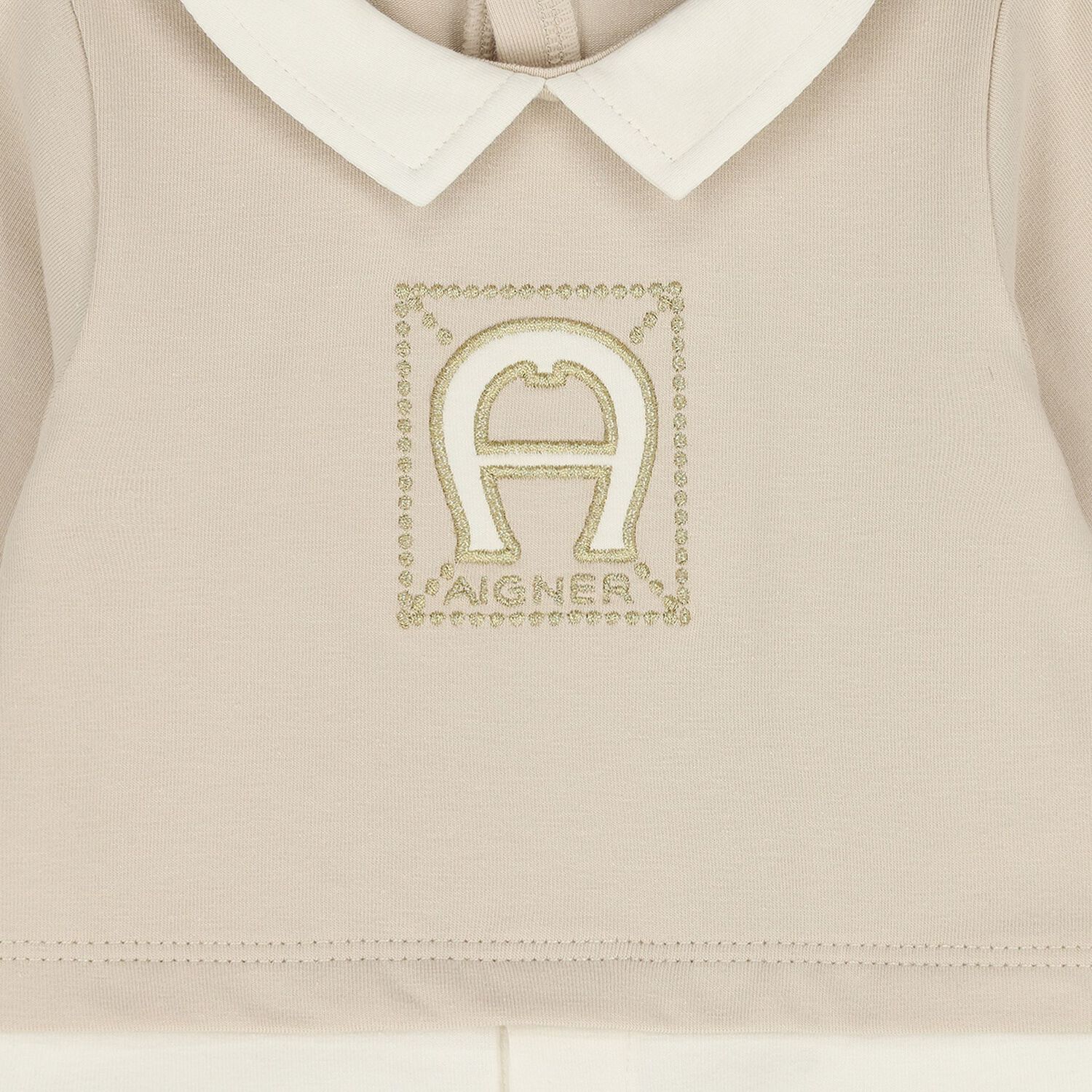 Beige Logo Babygrow , 1, hi-res