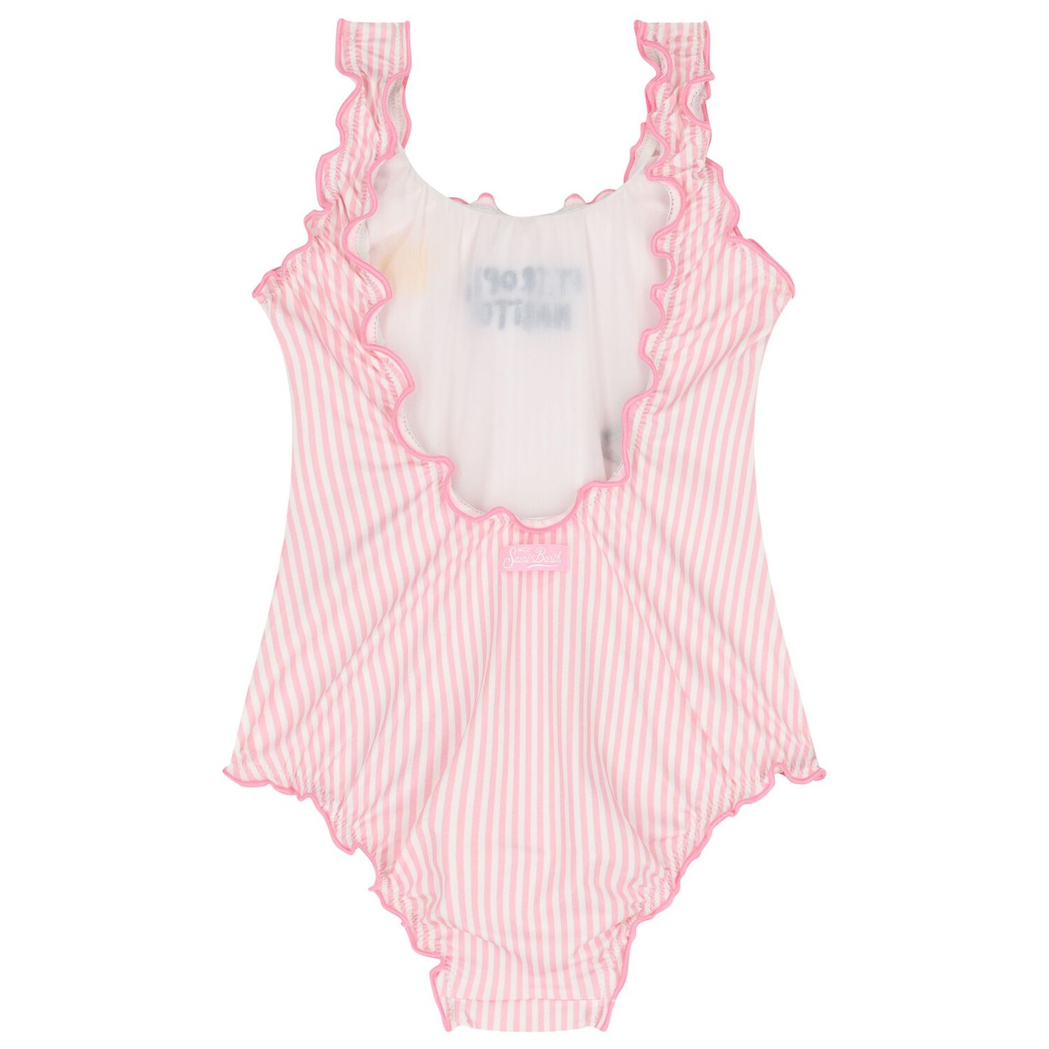 Girls Pink & White Striped Swimsuit, 1, hi-res