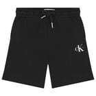 Boys Black Logo Shorts, 1, hi-res