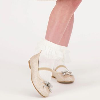 Girls Gold Embellished Shoes