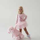 Girls Pink Teddy Bear Logo Dress, 1, hi-res
