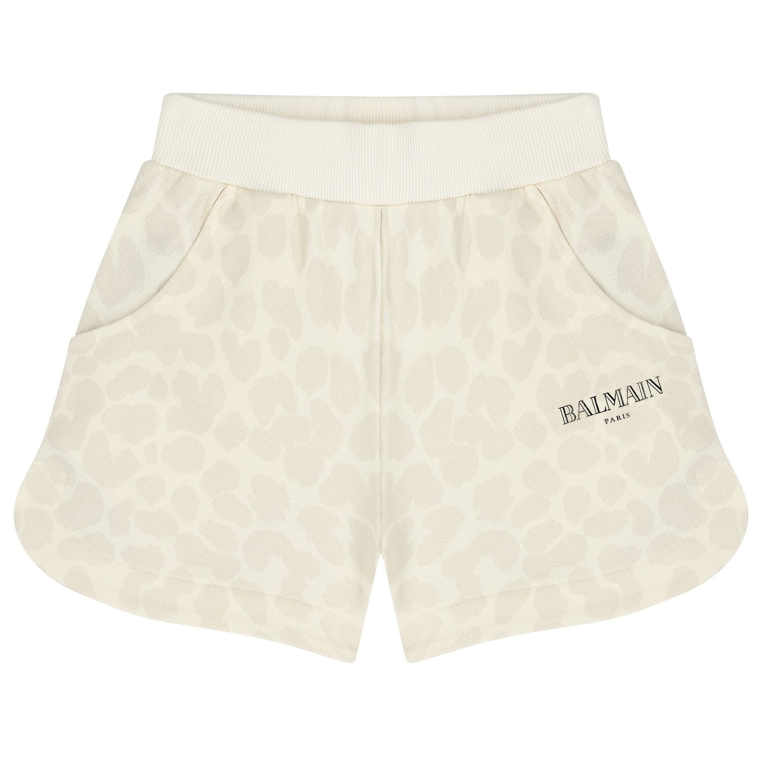 Girls Beige Logo Shorts, 1, hi-res