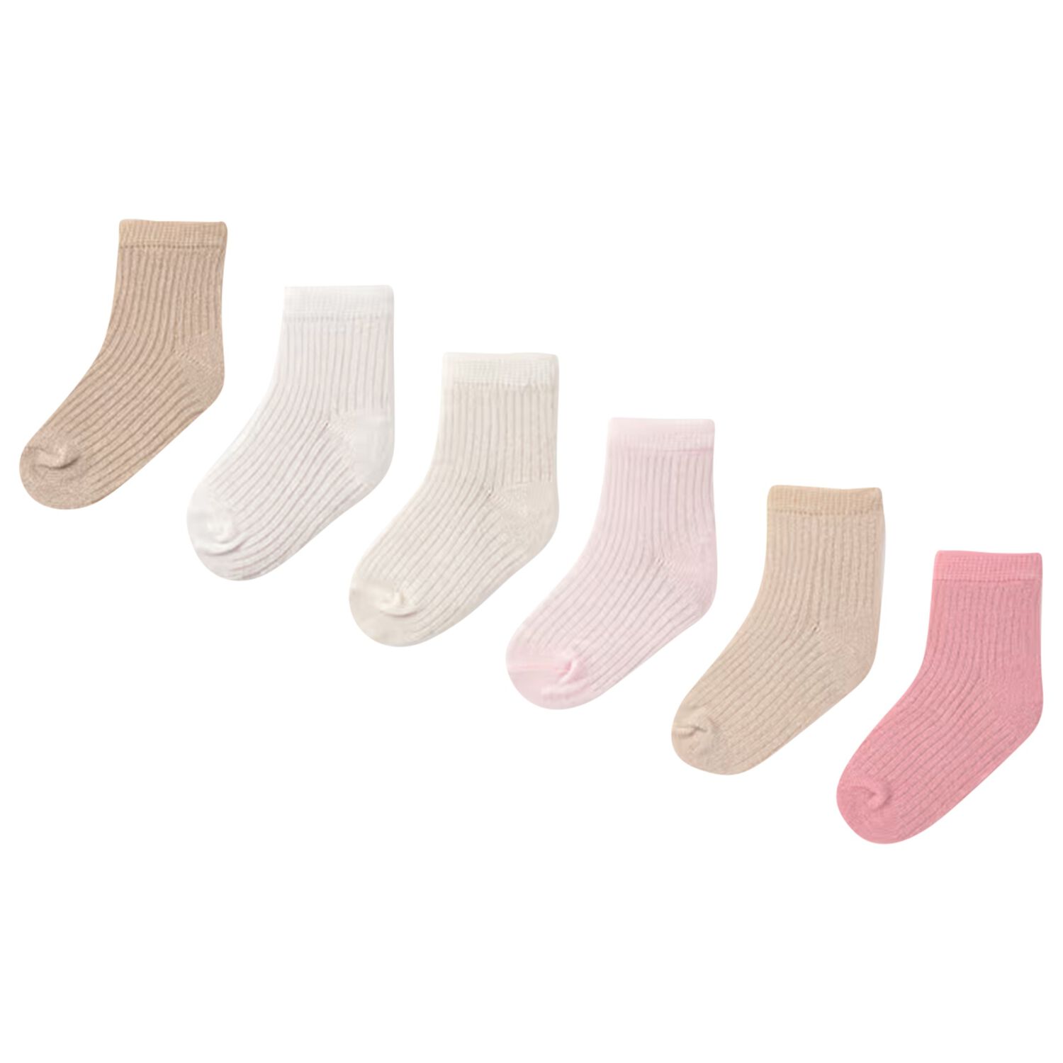 Baby Girls Beige, Ivory & Pink Socks ( 6 Pack ), 3, hi-res