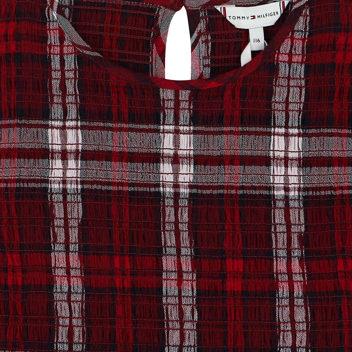 Girls Red Tartan Long Sleeve Dress, 1, hi-res