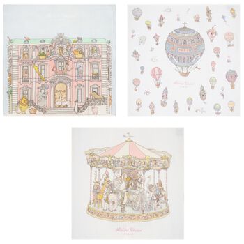 طقم هدايا سجنتشر كاريه  باللون الأبيض والوردي للبنات الصغار 