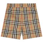 Boys Beige Checkered Shorts, 1, hi-res