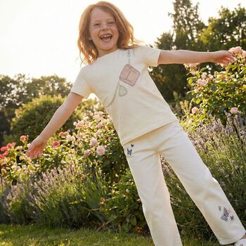 Girls White Butterfly Denim Jeans