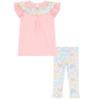 Girls Pink & White Leggings Set, 1, hi-res