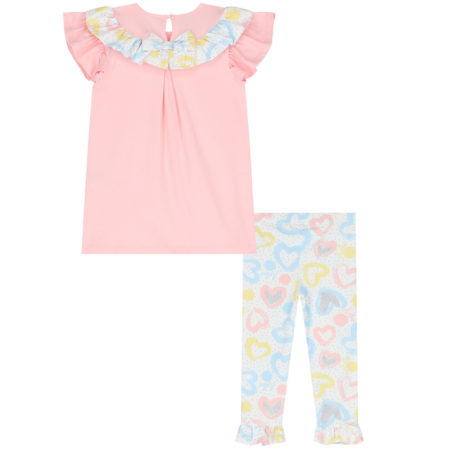 Girls Pink & White Leggings Set, 1, hi-res