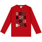 Boys Red Logo Long Sleeve Top, 1, hi-res