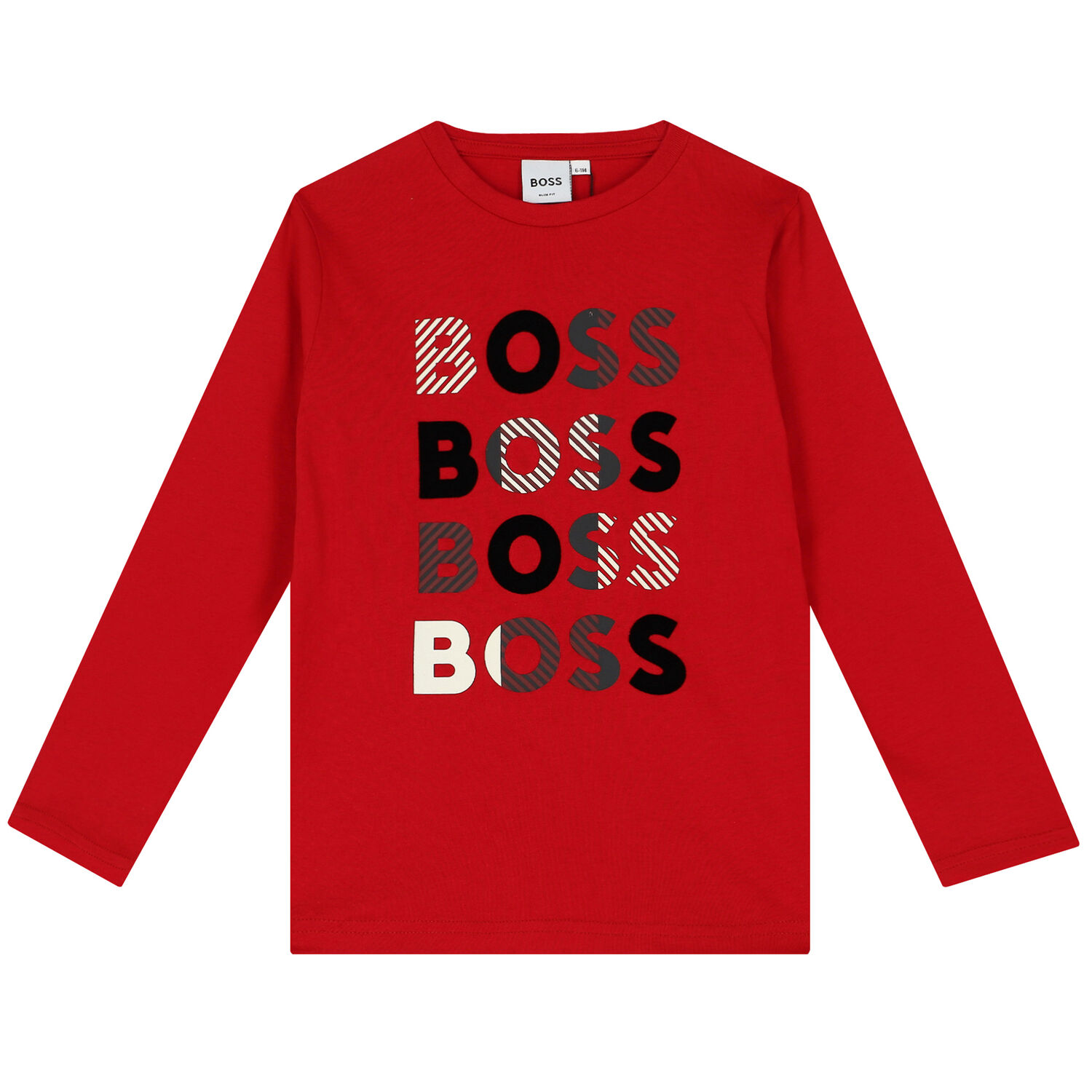 Boys Red Logo Long Sleeve Top, 1, hi-res image number null