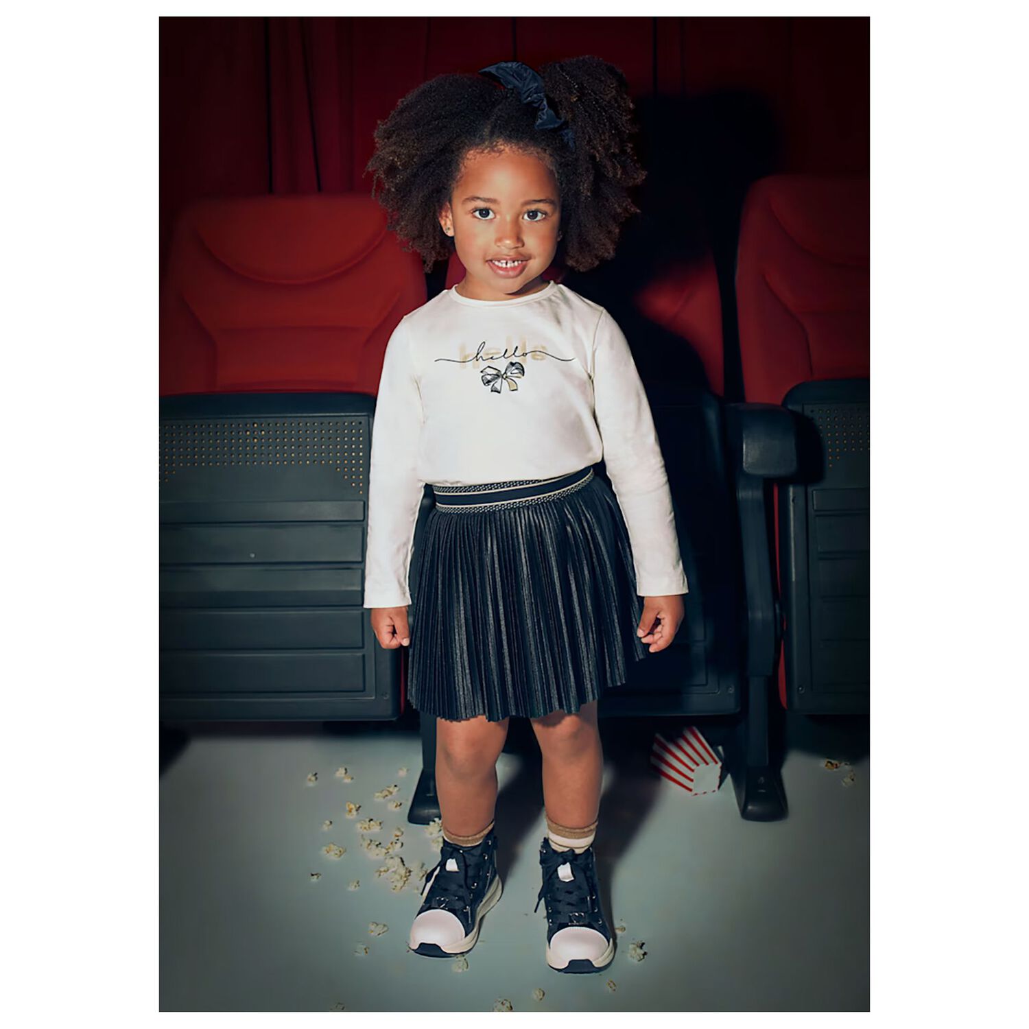 Girls Black Pleated Skirt, 1, hi-res image number null