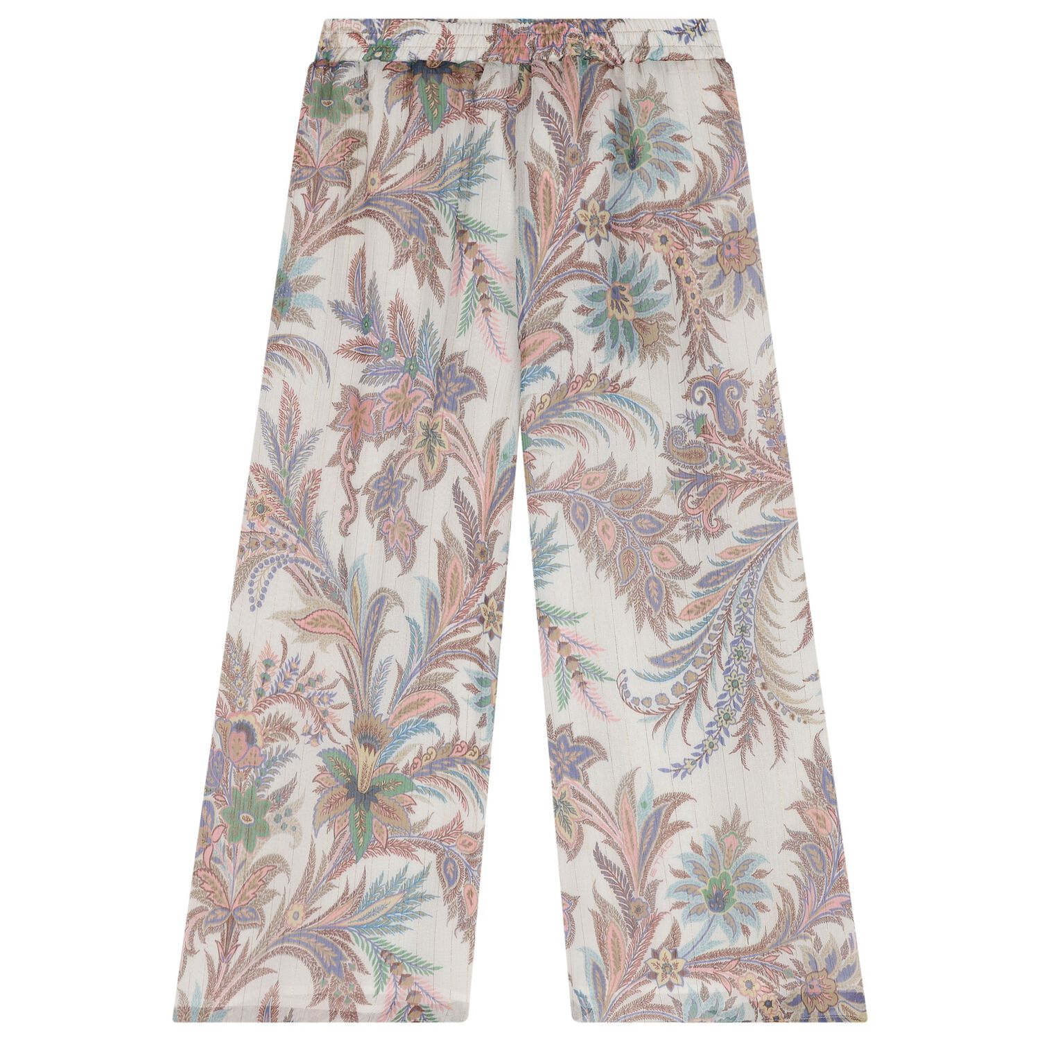 Girls Beige Paisley Trousers, 1, hi-res
