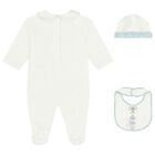 Baby Boys White & Blue Paisley Babygrow Gift Set, 1, hi-res