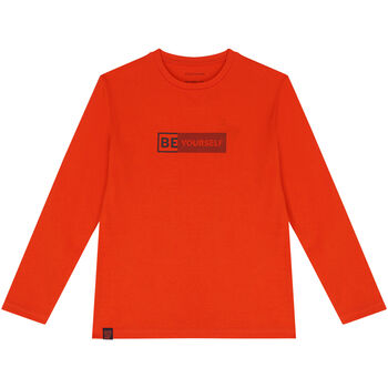 Boys Orange Printed Long Sleeve Top