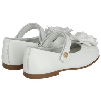 Younger Girls White Flower Shoes