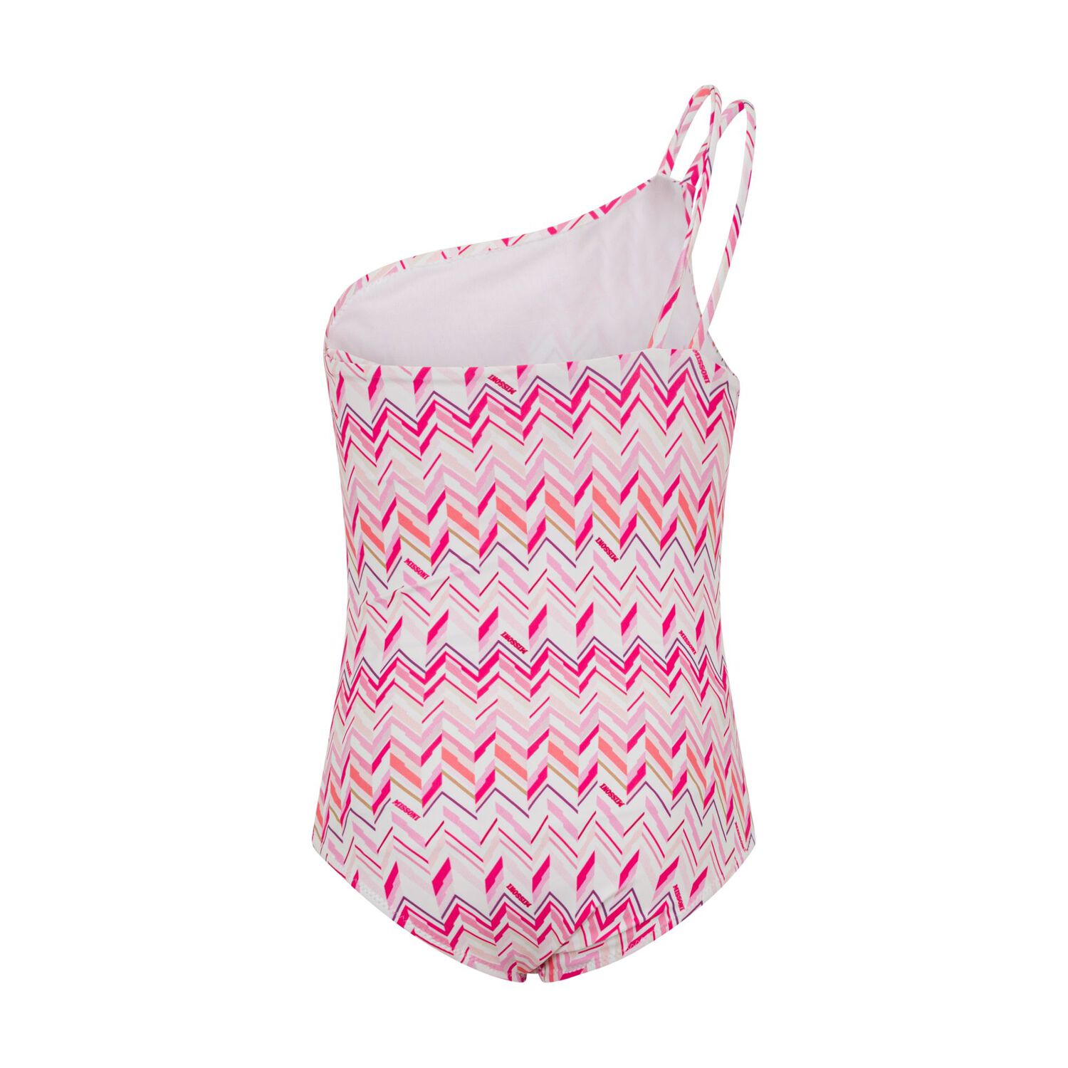 Girls White & Pink Zig Zag Swimsuit, 1, hi-res