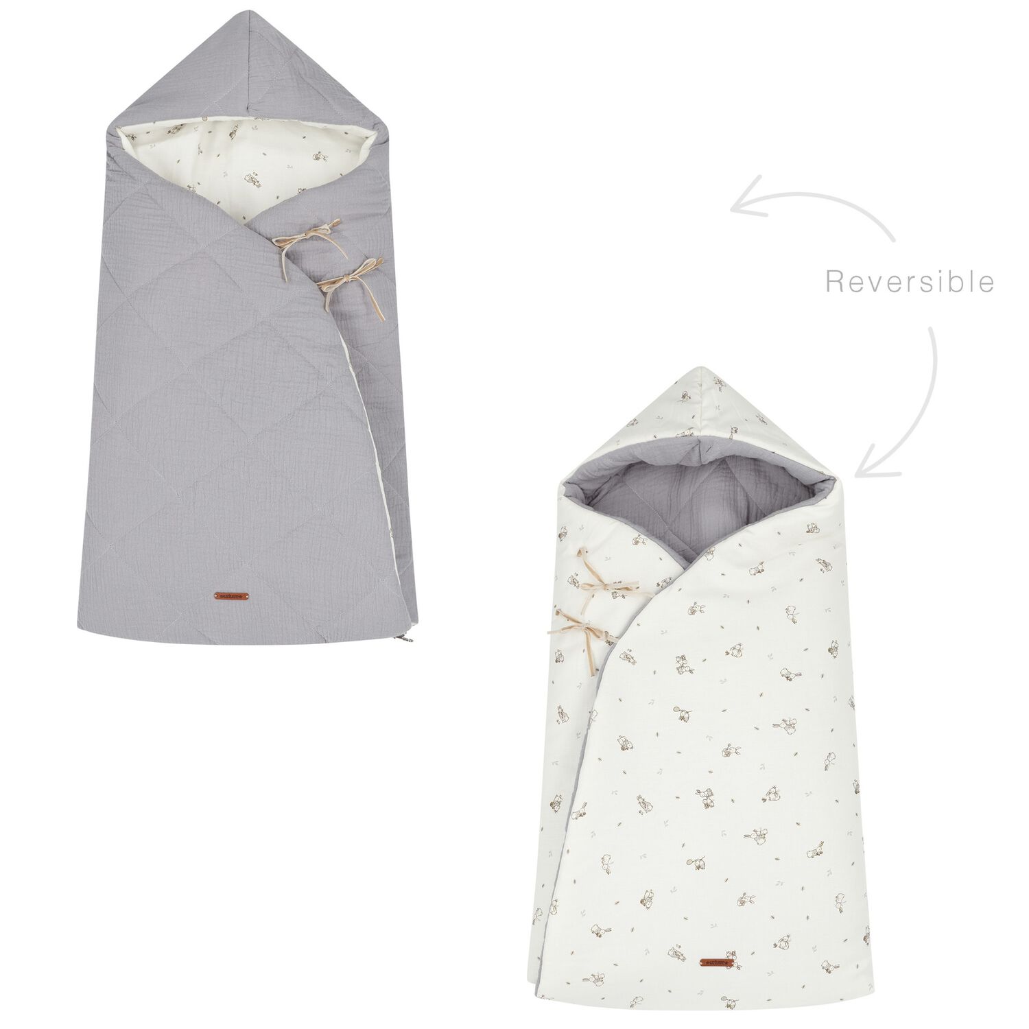 Ivory & Grey Baby Reversible Hooded Nest, 2, hi-res