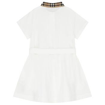 Girls White Logo Polo Dress