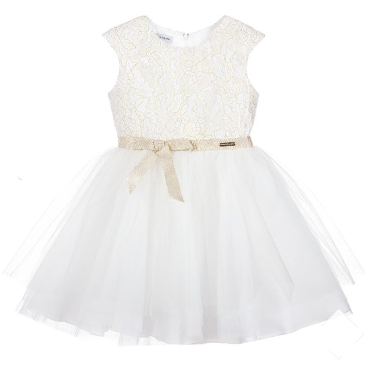 Girls White Tulle Dress, 1, hi-res