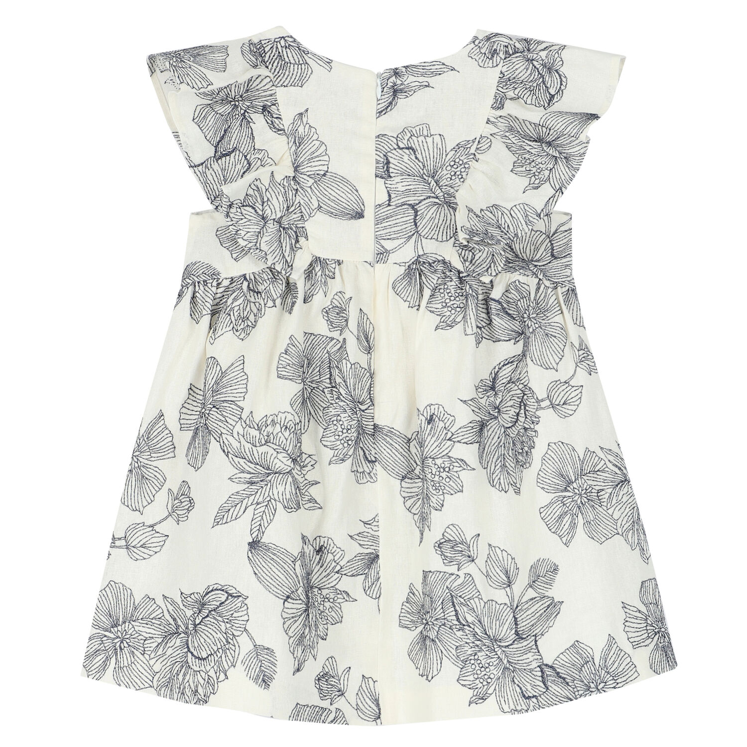 فستان بطبعة الزهور باللون الابيض, 1, hi-res