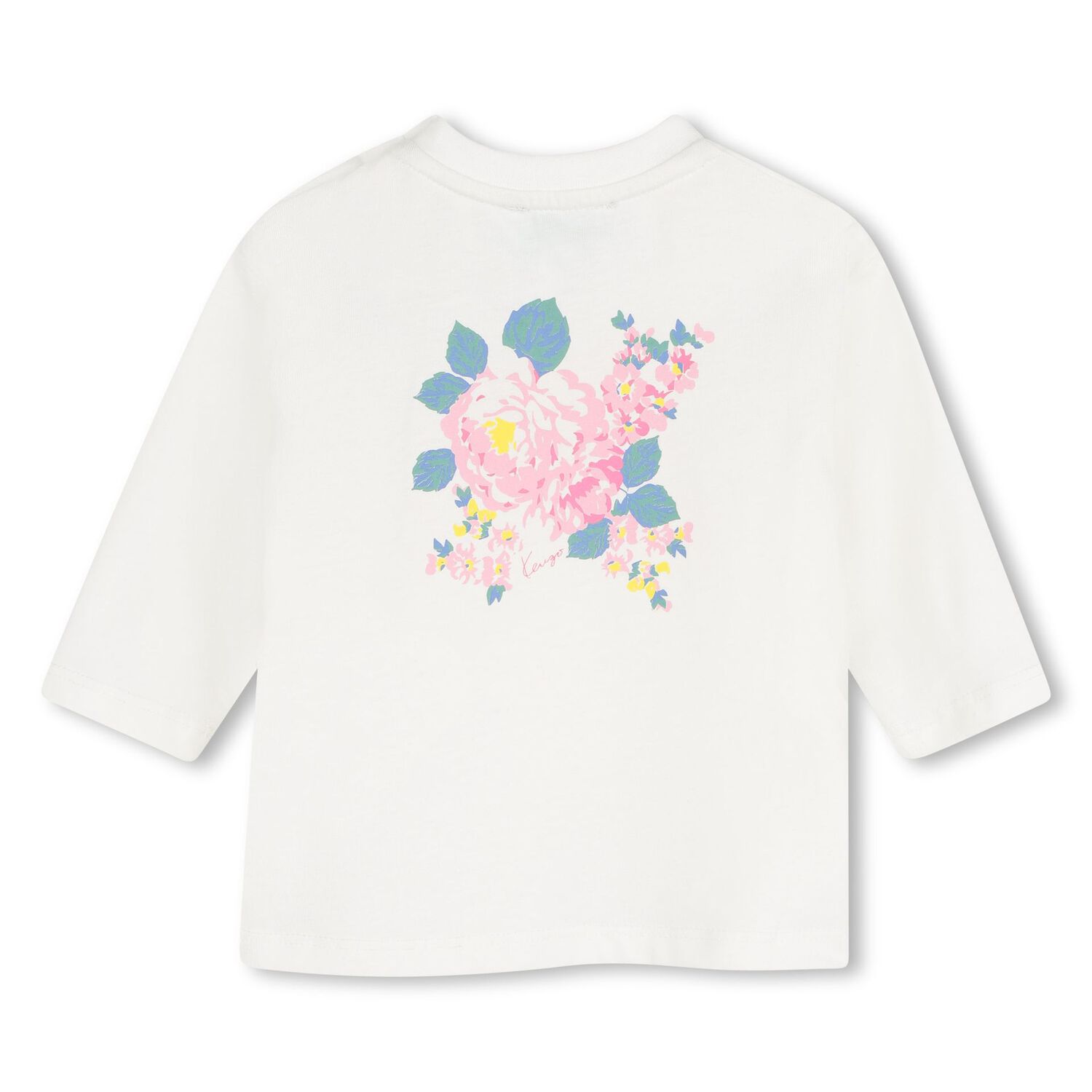 Younger Girls Ivory Floral Logo Long Sleeve Top, 1, hi-res
