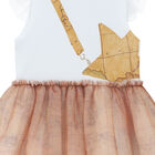 Girls White & Beige Geo Map Dress, 1, hi-res
