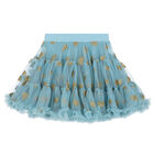 Girls Blue & Gold Hearts Tulle Skirt, 1, hi-res