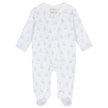 Kissy Kissy Baby Boys White & Blue Teddy Bear Time Babygrow, 1 Baby Boys White & Blue Teddy Bear Time Babygrow