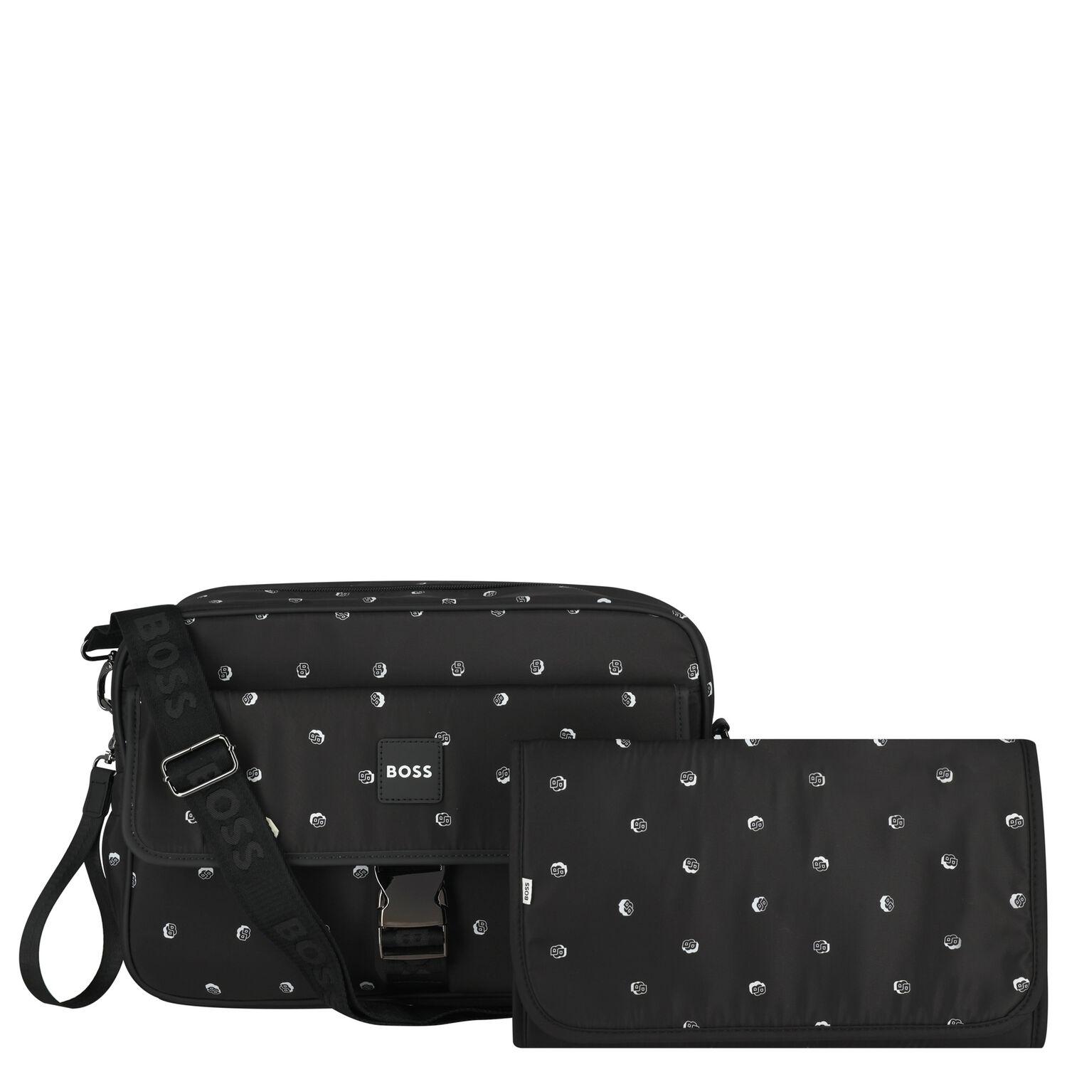 Black Logo Baby Changing Bag, 1, hi-res