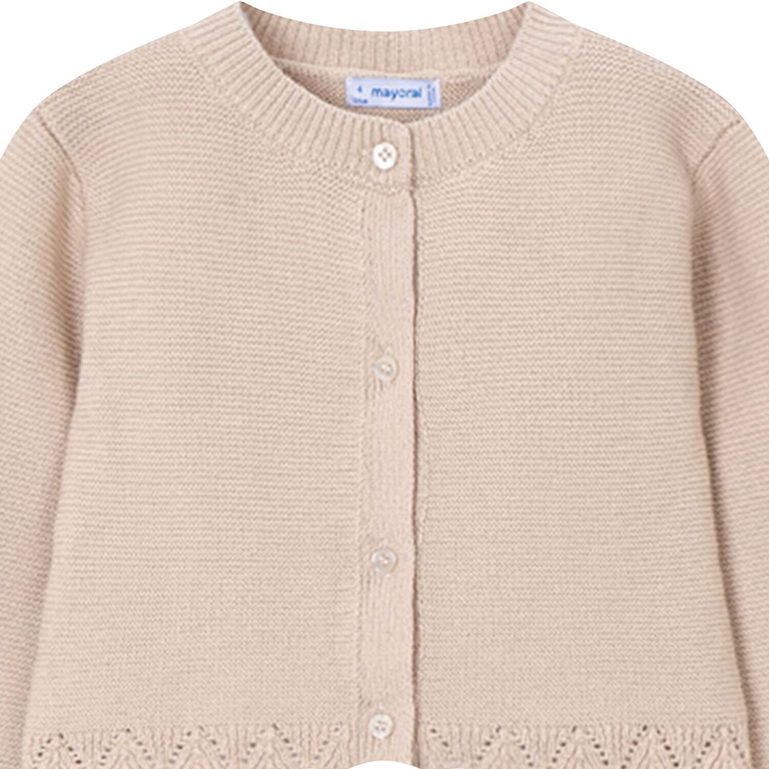 Girls Beige Knitted Cardigan, 3, hi-res