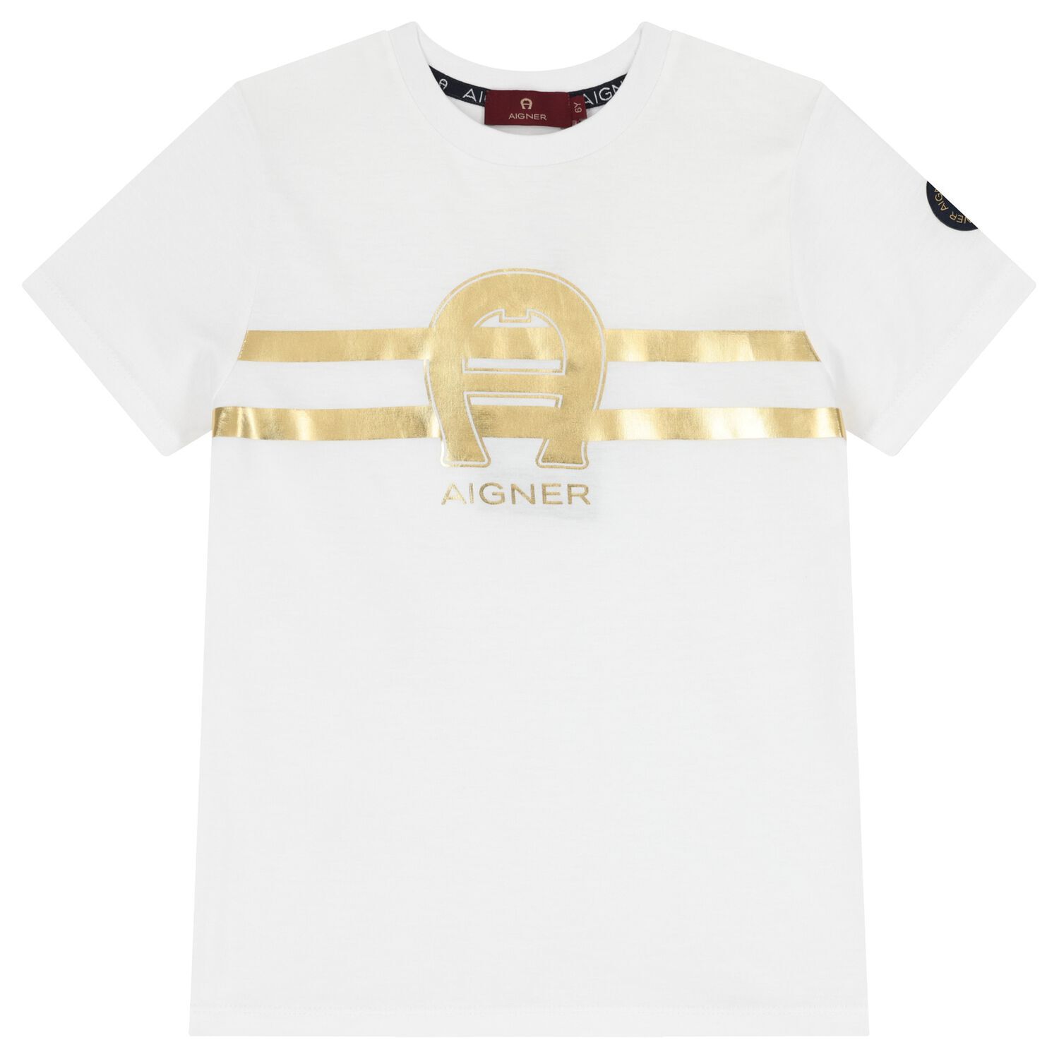 Boys White & Gold Logo T-Shirt, 1, hi-res